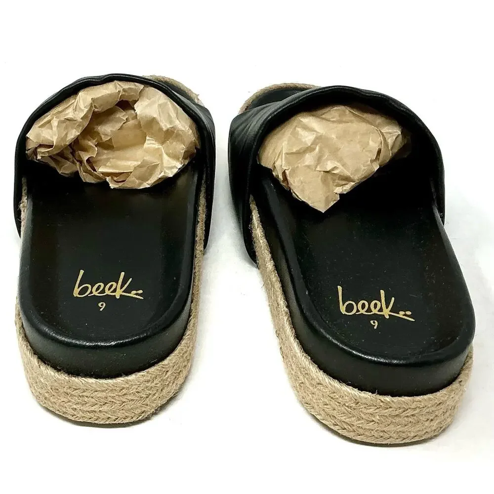 🆕Beek Pelican Jute Platform Slide Sandals Black